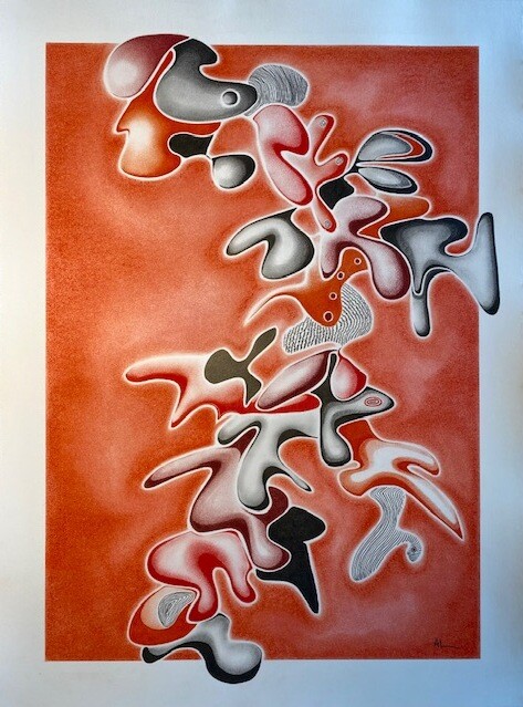 Dessin intitulée "Rouge d'envie" par Annick Létourneau, Œuvre d'art originale, Pastel