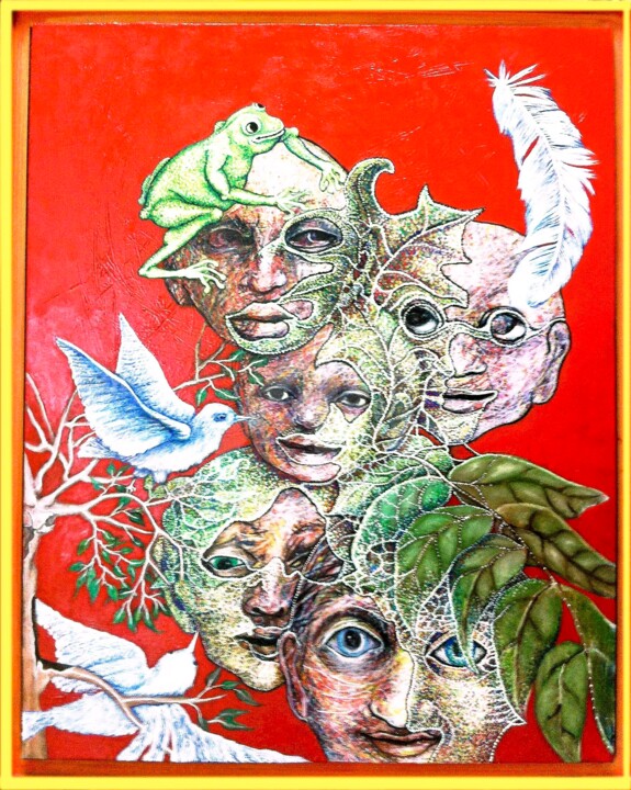 Peinture intitulée "animal-vegetal" par Annick Samaurow, Œuvre d'art originale,