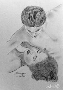 Dessin intitulée "Le couple" par Annick Terwagne, Pastelliste De La Fémin, Œuvre d'art originale