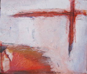 Pintura titulada "Croix Rouge" por Annick André, Obra de arte original, Oleo