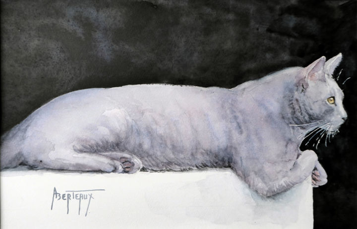 Painting titled "2018mowgly3.jpg" by Annick Berteaux, Original Artwork, Watercolor