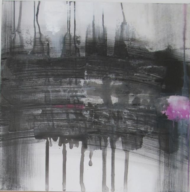 Peinture intitulée "Abstraction, encre…" par Annick Longuet, Œuvre d'art originale, Encre