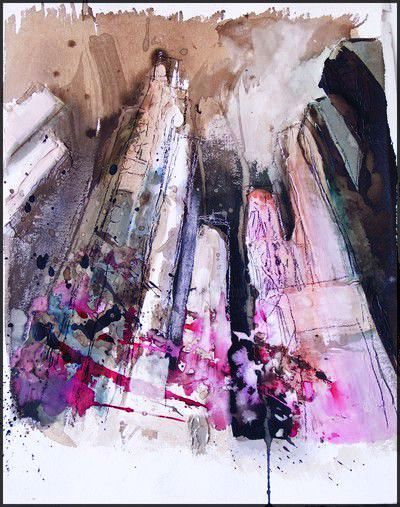 Peinture intitulée "Building abstractio…" par Annick Longuet, Œuvre d'art originale, Encre