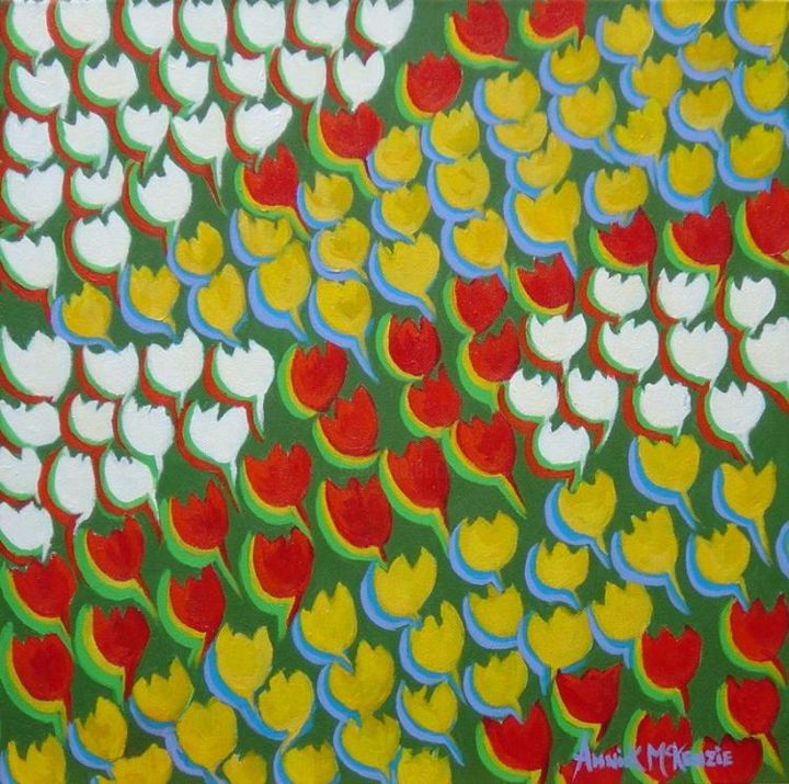 Painting titled "dancing tulips" by Annick Mckenzie, Original Artwork