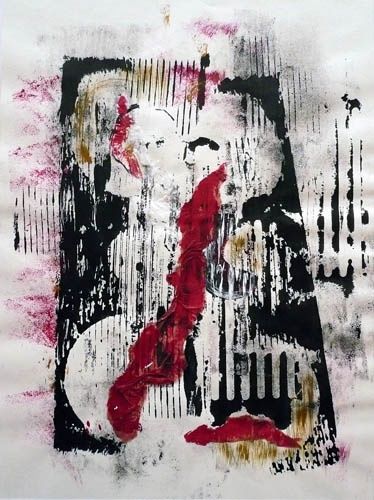 Pintura intitulada "La femme en rouge" por Annick Troalen Masson, Obras de arte originais, Óleo