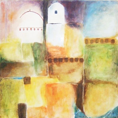 Pintura intitulada "Village marocain" por Annick Troalen Masson, Obras de arte originais, Óleo