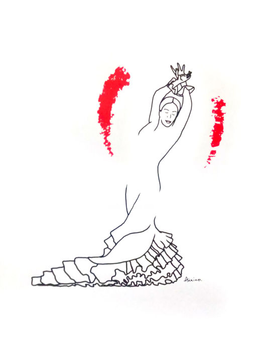 "Le flamenco magique" başlıklı Baskıresim Nicolas Accardo (Annico) tarafından, Orijinal sanat, Serigrafi