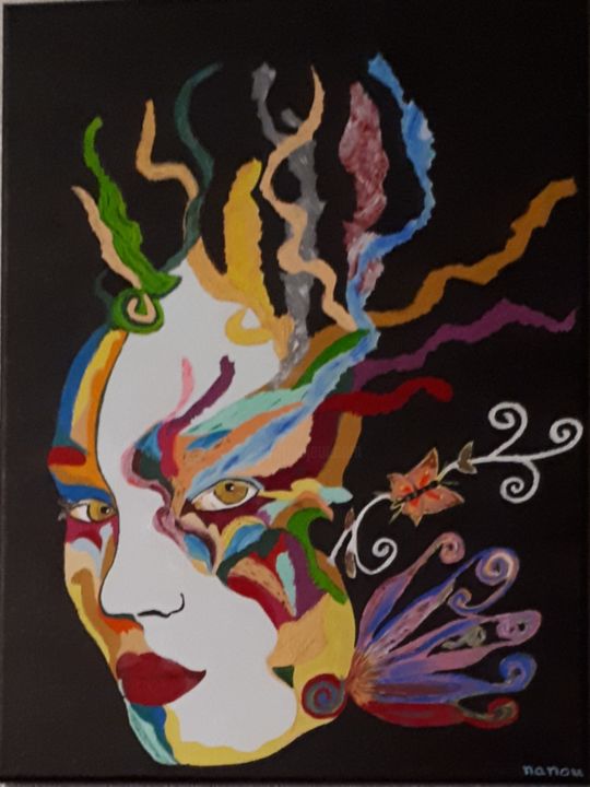 Peinture intitulée "Woman" par Nanou, Œuvre d'art originale, Acrylique