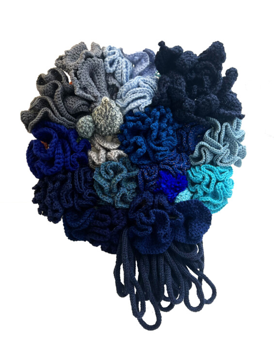 Textile Art titled "Que du bleu" by Annie Cicatelli, Original Artwork, Textile fiber