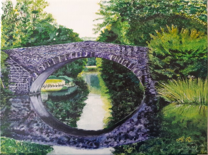Peinture intitulée "le pont de Lehon" par Annie Décarpes (kirova), Œuvre d'art originale, Acrylique
