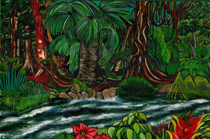 Peinture intitulée "Amazonie Péruvienne" par Annie Décarpes (kirova), Œuvre d'art originale