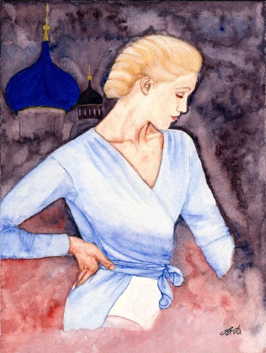 Painting titled "Concentration ..." by Annie Décarpes (kirova), Original Artwork, Watercolor