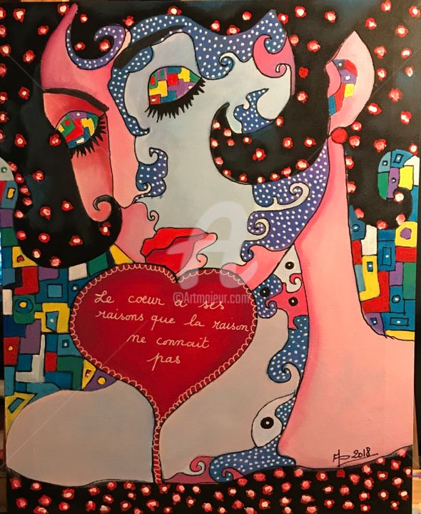 Painting titled "rouge passion" by Annie Predal, Original Artwork, Acrylic