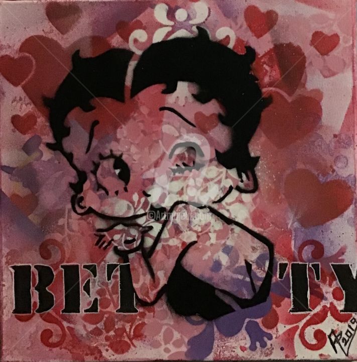 Painting titled "Miss Betty" by Annie Predal, Original Artwork, Spray paint