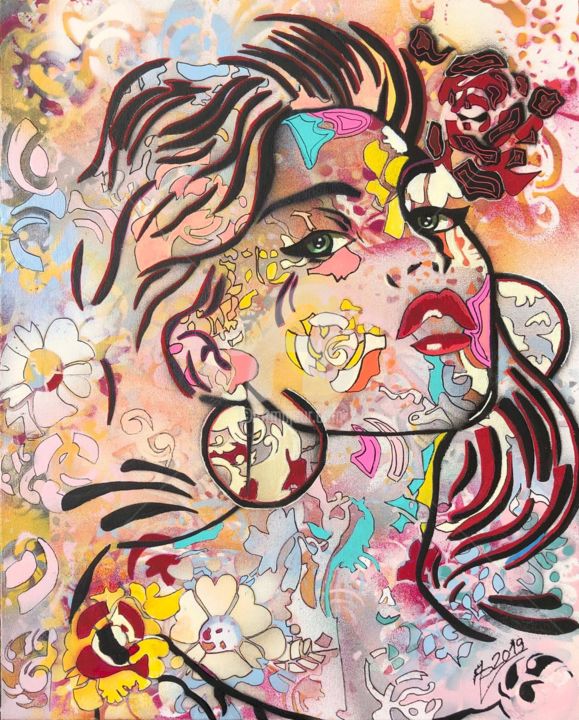 Pintura titulada "Diva.jpg" por Annie Predal, Obra de arte original, Pintura al aerosol