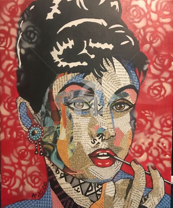 Collages titled "Audrey" by Annie Predal, Original Artwork, Collages