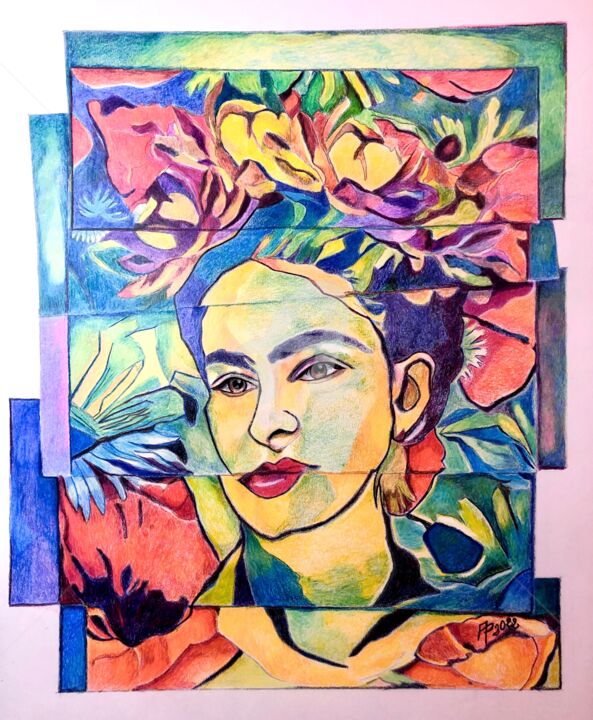 Dibujo titulada "Frida une femme d’e…" por Annie Predal, Obra de arte original, Lápiz