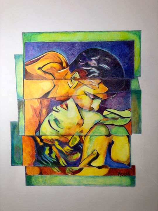 Drawing titled "Passion" by Annie Predal, Original Artwork, Pencil