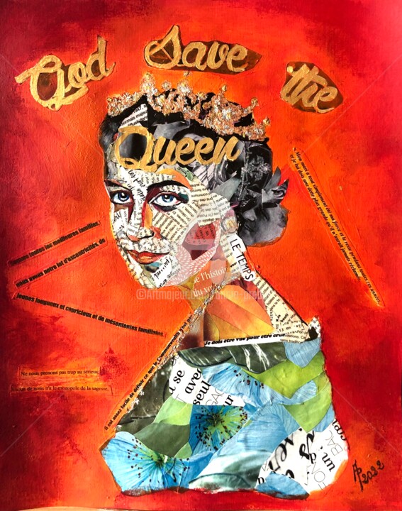 Collages titled "God save the Queen" by Annie Predal, Original Artwork, Collages