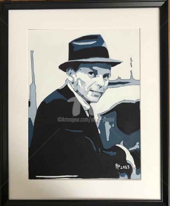 Malerei mit dem Titel "Frank Sinatra" von Annie Predal, Original-Kunstwerk, Öl