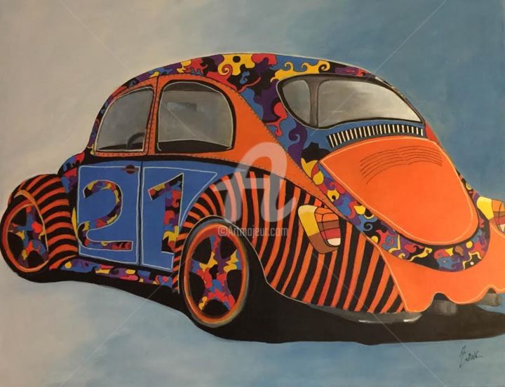 Painting titled "girl-s-car.png" by Annie Predal, Original Artwork, Other