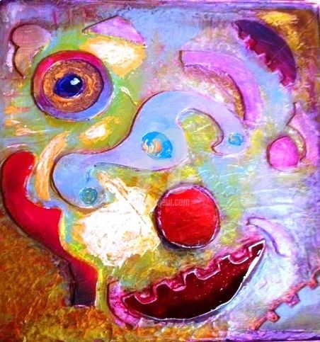 Pintura intitulada "le-clown-decale.jpg" por Annie Predal, Obras de arte originais, Outro