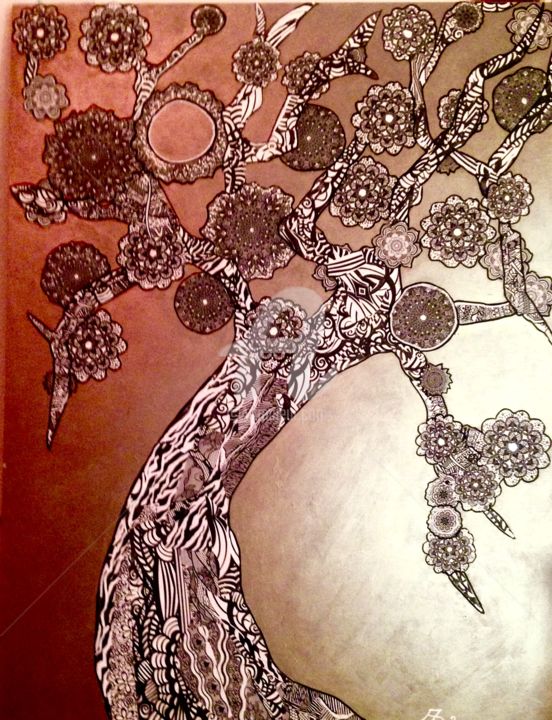 Collages titled "L'arbre de vie" by Annie Predal, Original Artwork