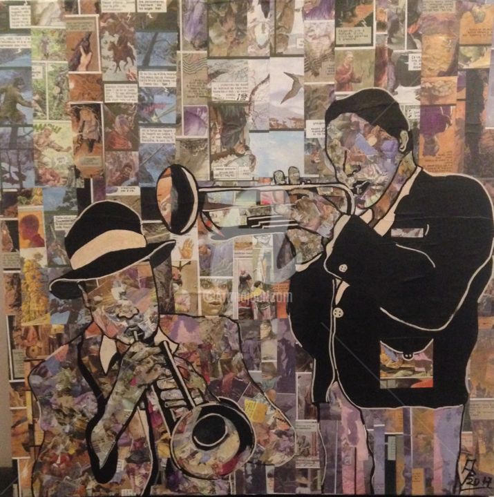 Pintura intitulada "Jazz men" por Annie Predal, Obras de arte originais