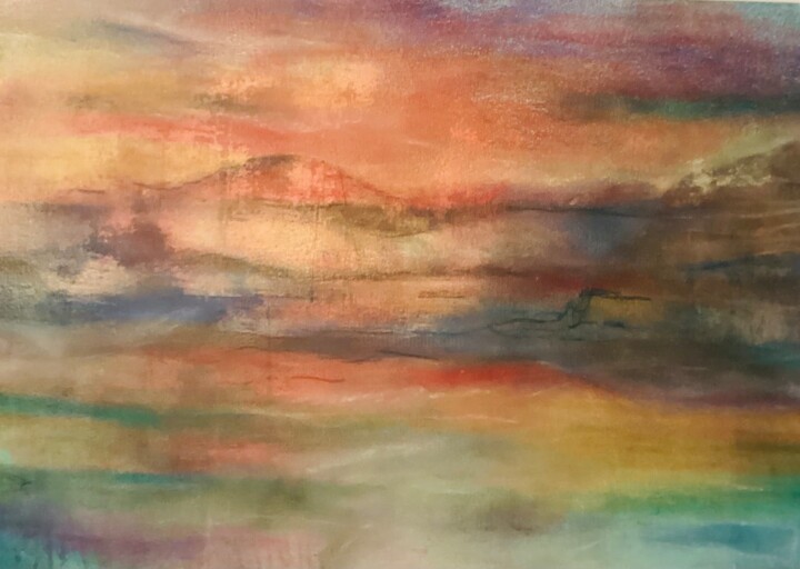 Drawing titled "Paysage" by Annie Proust, Original Artwork, Pastel