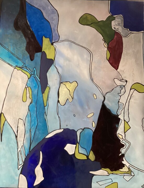 Painting titled "Bleu glacier" by Annie Proust, Original Artwork, Acrylic