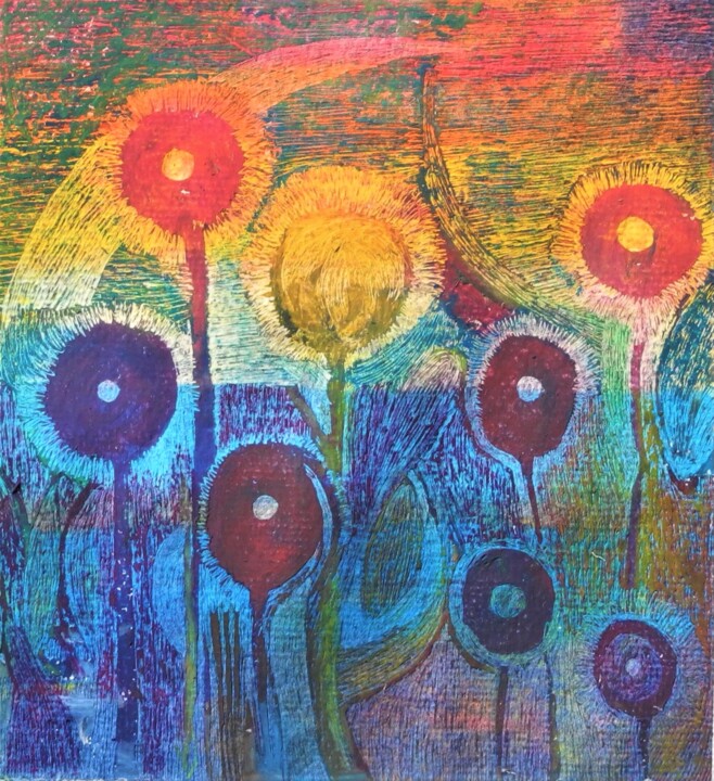 Drawing titled "fleurs-des-champs-2…" by Annie Vandemalle, Original Artwork, Pastel