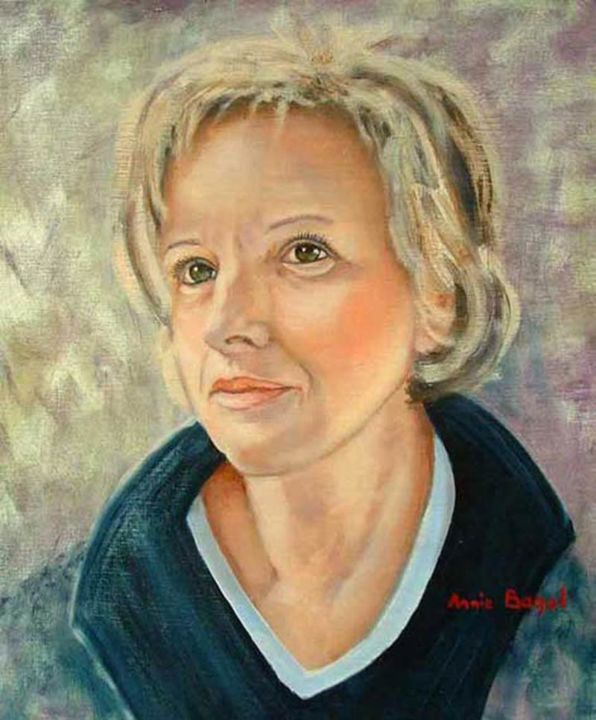 Peinture intitulée "portrait-patricia" par Annie Bagot, Œuvre d'art originale, Huile