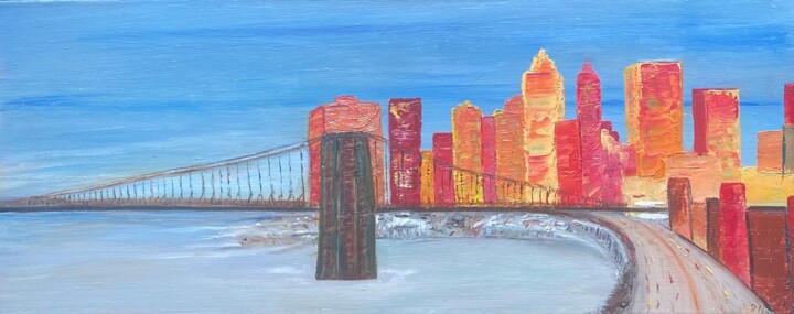 Painting titled "Brooklin" by Annie Bibaut, Original Artwork, Oil