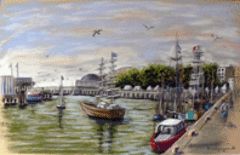 Peinture intitulée "Le Port de Boulogne" par A.Langagne.G, Œuvre d'art originale, Huile