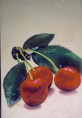 CERISES - Painting ©2006 by Annie Dite Ana Maillet -
