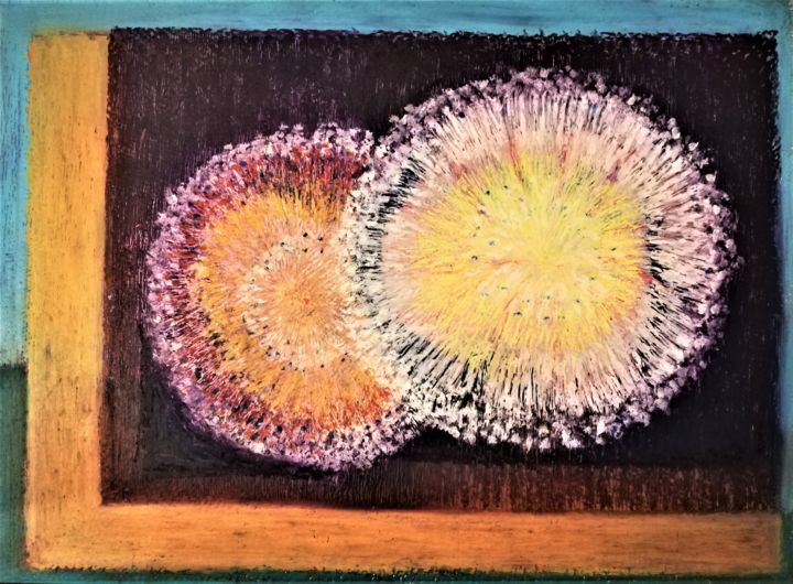 Drawing titled "Fleurs d'étoile" by Annie Vandemalle, Original Art, Pastel