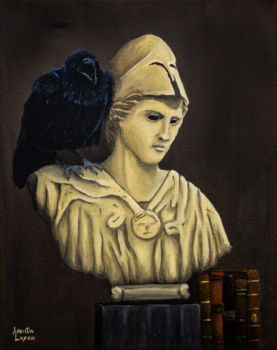 "Perched upon a bust…" başlıklı Tablo Annita Luxon tarafından, Orijinal sanat, Petrol