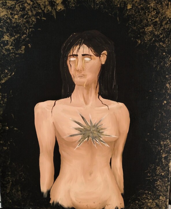 Schilderij getiteld "Burning Flames" door Annita Luxon, Origineel Kunstwerk, Olie