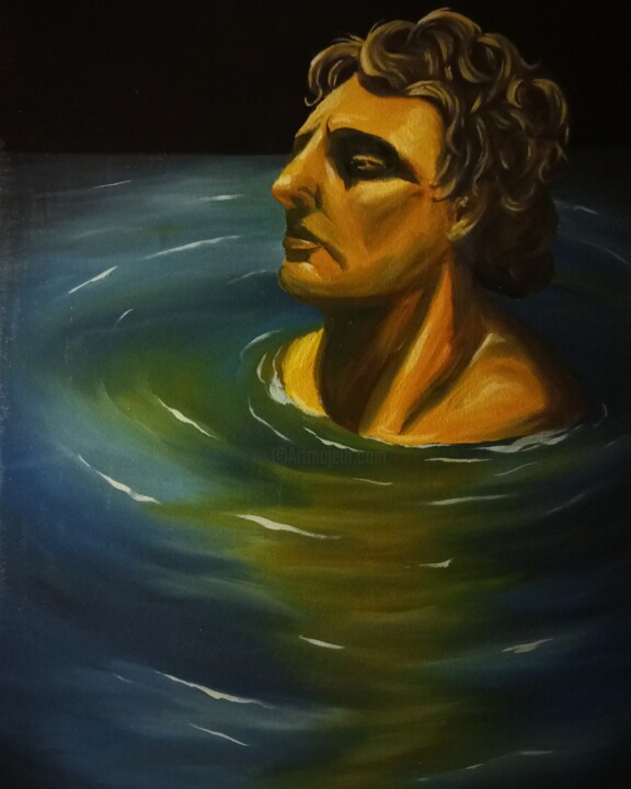Painting titled "Drowning Marble" by Annita Luxon, Original Artwork, Oil