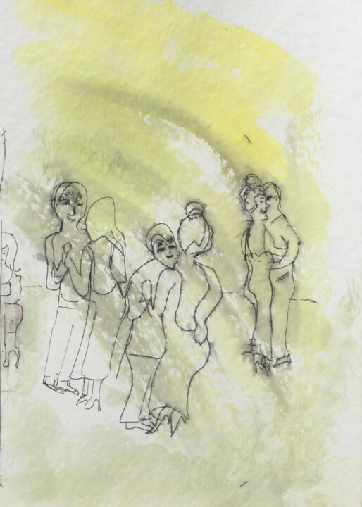 Dibujo titulada "Dancing" por Ann Lahti, Obra de arte original, Acuarela