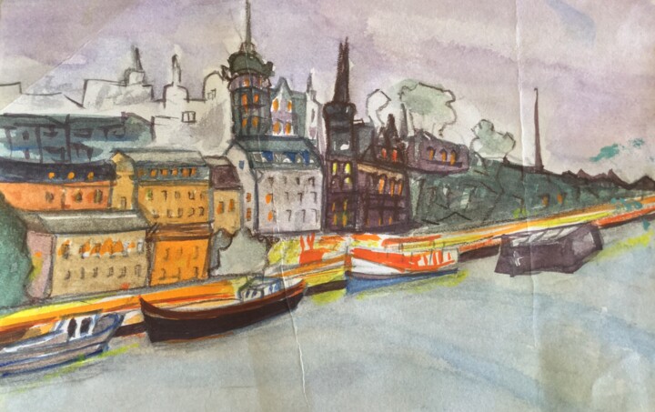 Painting titled "Winter in Stockholm…" by Ann Lahti, Original Artwork