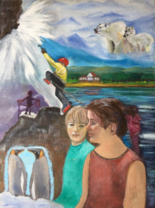 Pintura titulada "Sister and brother" por Ann Lahti, Obra de arte original, Oleo