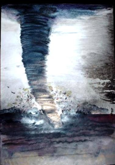 Painting titled "l 'ouragan arrive" by Abdelali Announi, Original Artwork