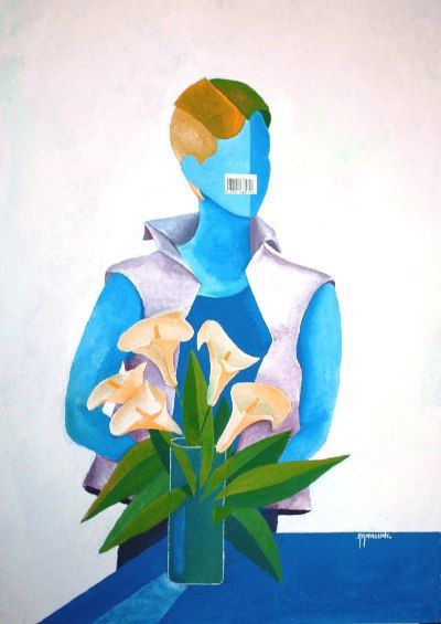 Peinture intitulée "the woman blue" par Abdelali Announi, Œuvre d'art originale