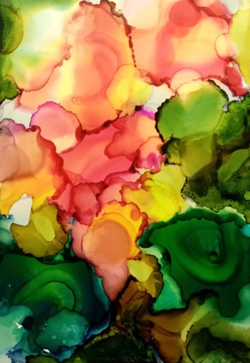 Painting titled "Organic garden II" by Ann-Pia Azizuddin, Original Artwork, Ink