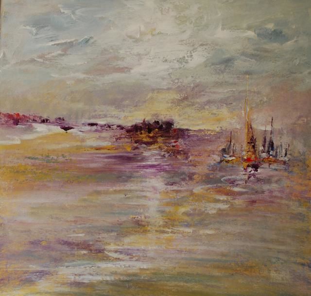 Pittura intitolato "Marine" da Françoise Cariou, Opera d'arte originale