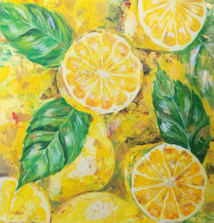 Painting titled "Lemons" by Insomnia Art, Original Artwork, Acrylic