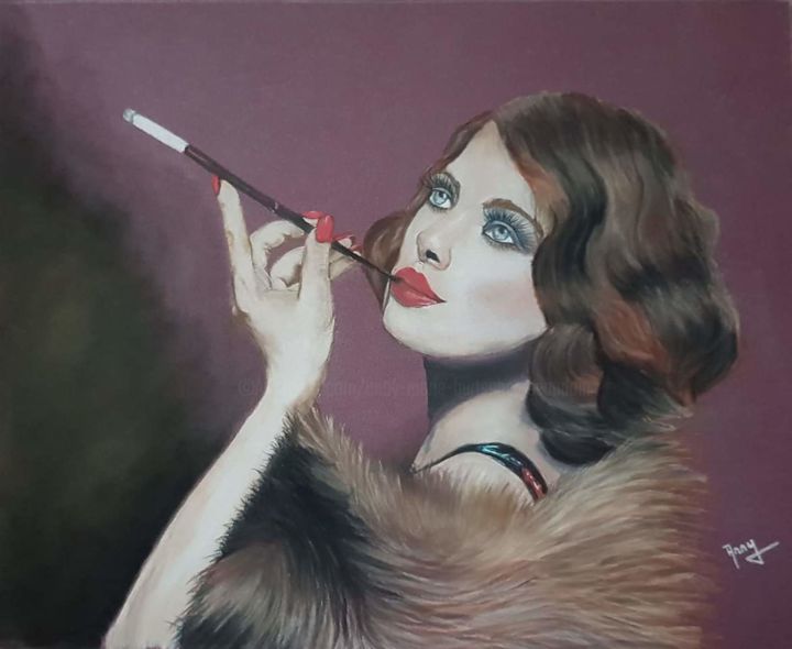 La Femme Au Fume-Cigarette, Painting by Anny Burtscher-Beaudoin