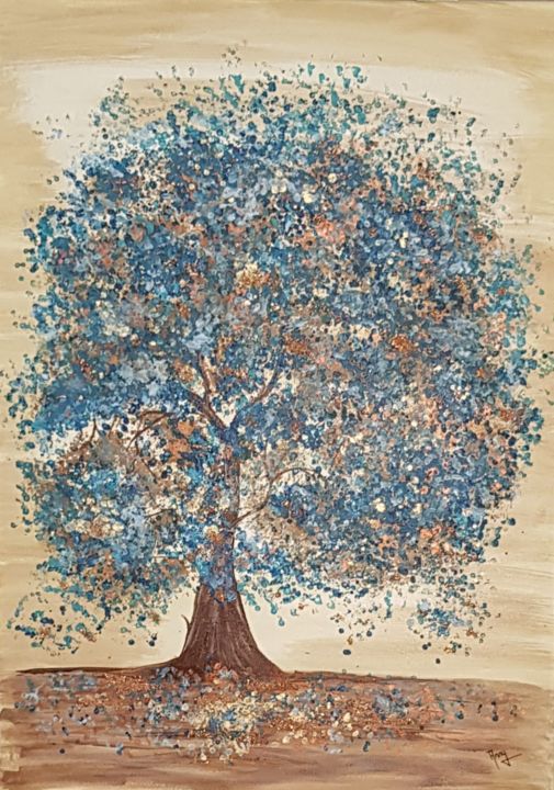 Painting titled "L'arbre d'espérance" by Anny Burtscher-Beaudoin, Original Artwork, Acrylic