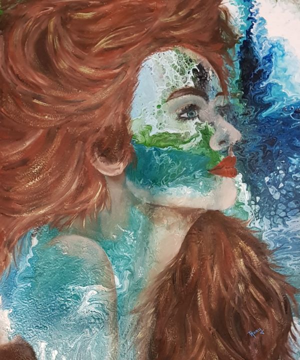 Peinture intitulée "Une rousse sulfureu…" par Anny Burtscher-Beaudoin, Œuvre d'art originale, Acrylique